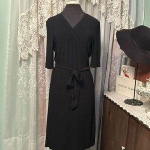 Daisy Fuentes Black Jersey Knit Wrap Dress Sz L